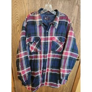 Vintage Canyon Ridge Flannel Shacket 3X Mens Blue/Red Plaid